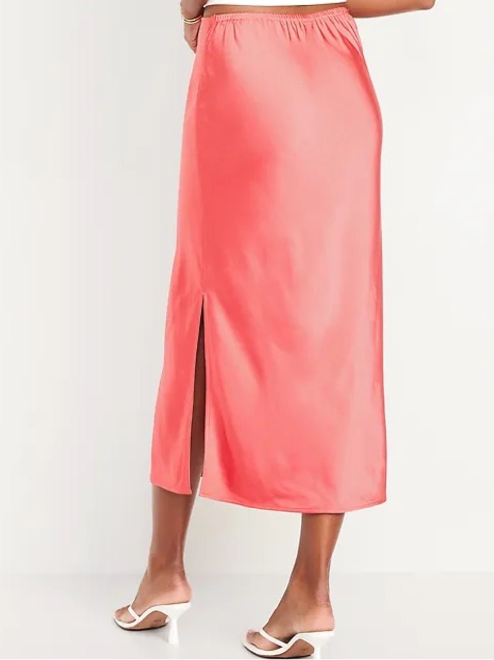 Old Navy Satin Coral Midi Length Skirt Size M